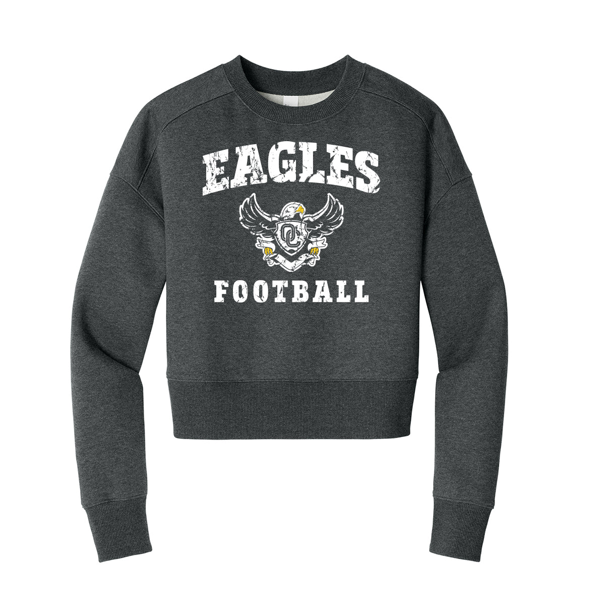 Eagles Football Distressed Cropped Crewneck Sweatshirt