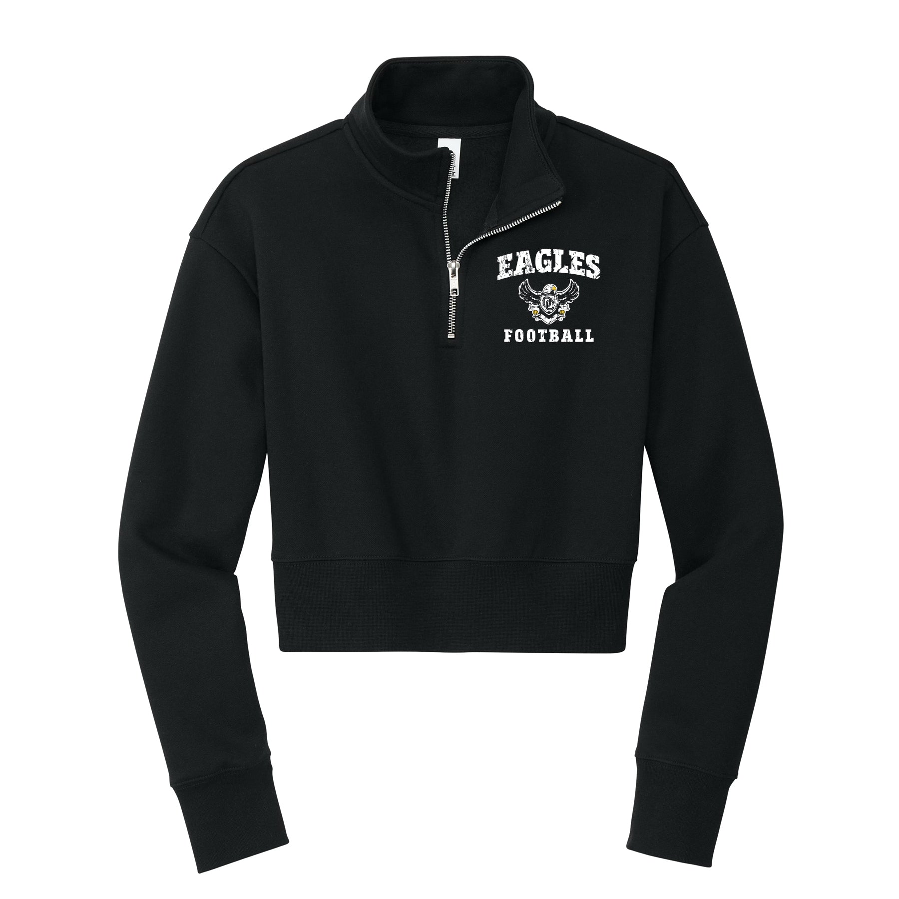 Eagles Football Distressed Cropped 1/4 Zip Fleece