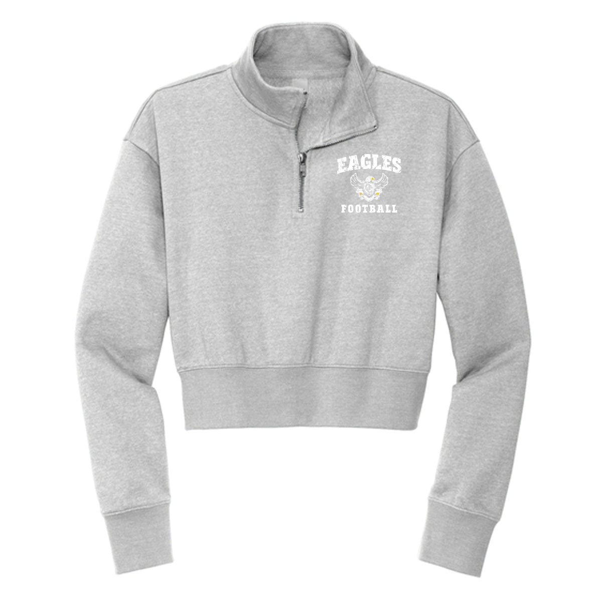 Eagles Football Distressed Cropped 1/4 Zip Fleece