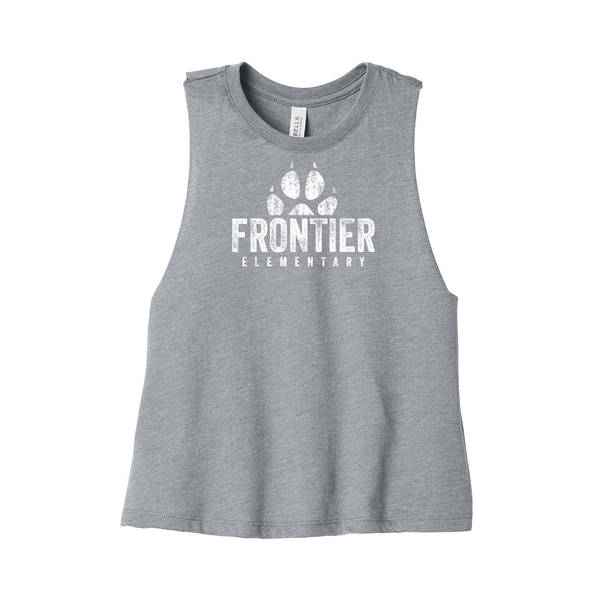Distressed Frontier Elementary Cropped Racerback Tank