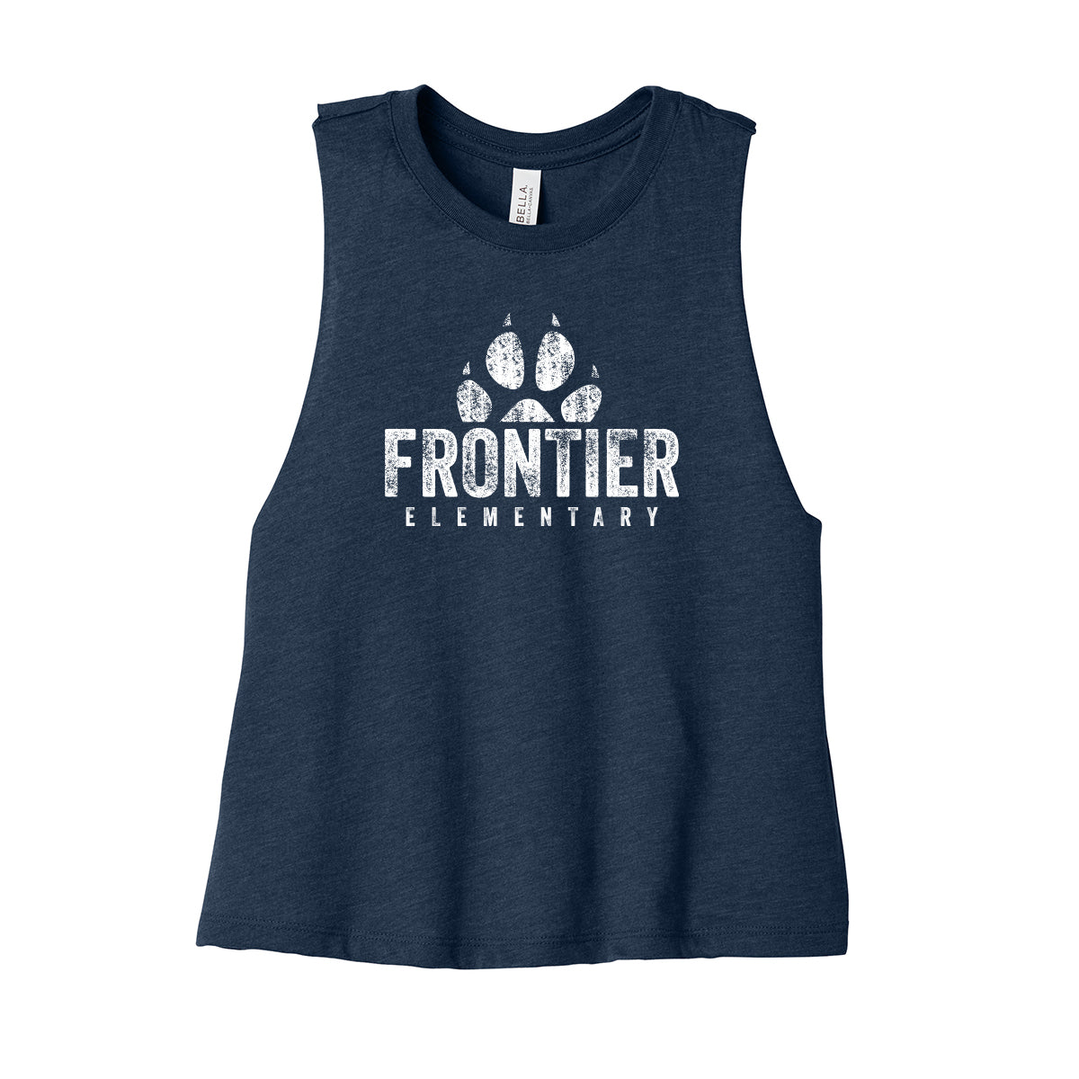 Distressed Frontier Elementary Cropped Racerback Tank