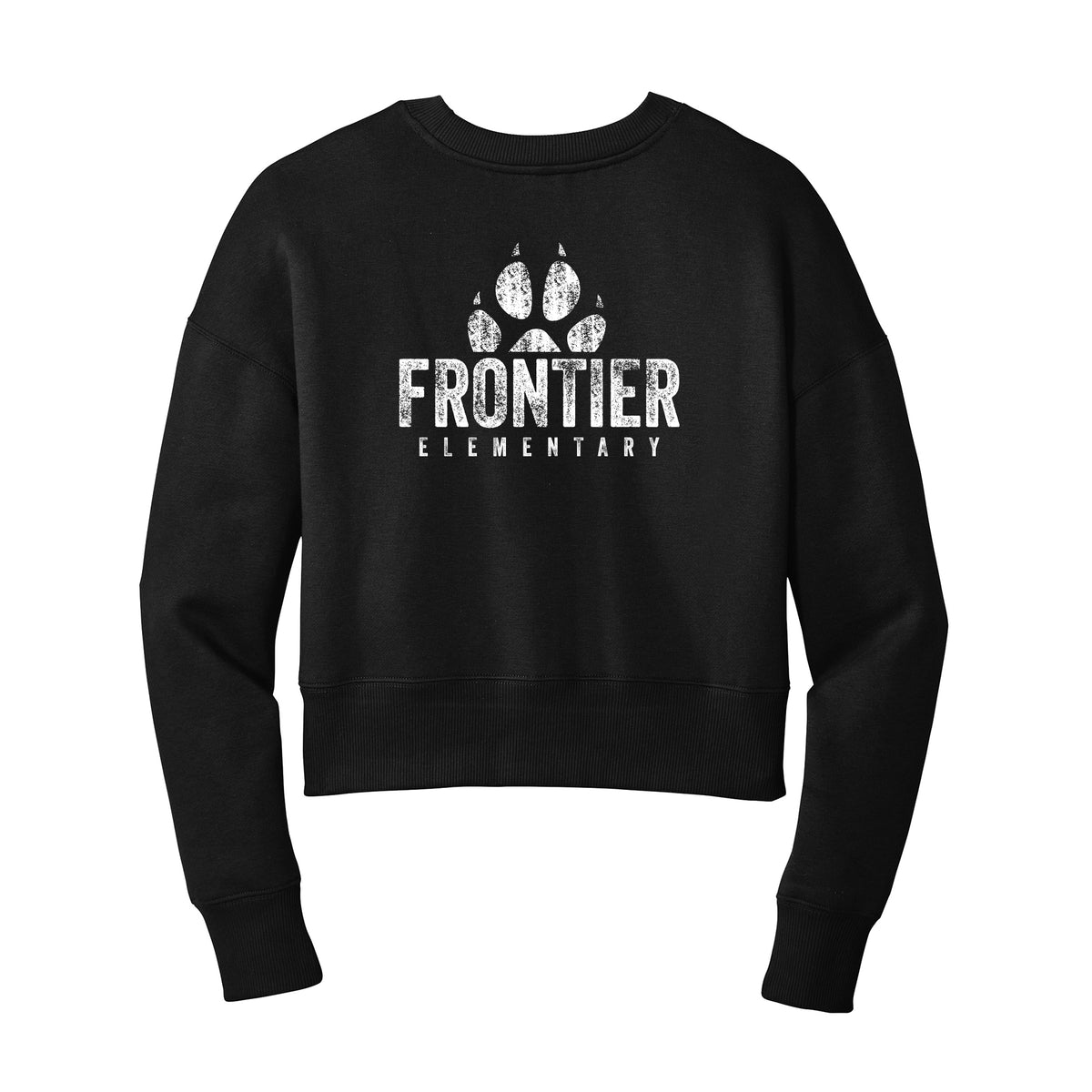 Distressed Frontier Elementary Cropped Crewneck Sweatshirt