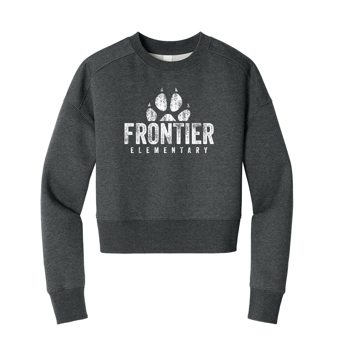 Distressed Frontier Elementary Cropped Crewneck Sweatshirt