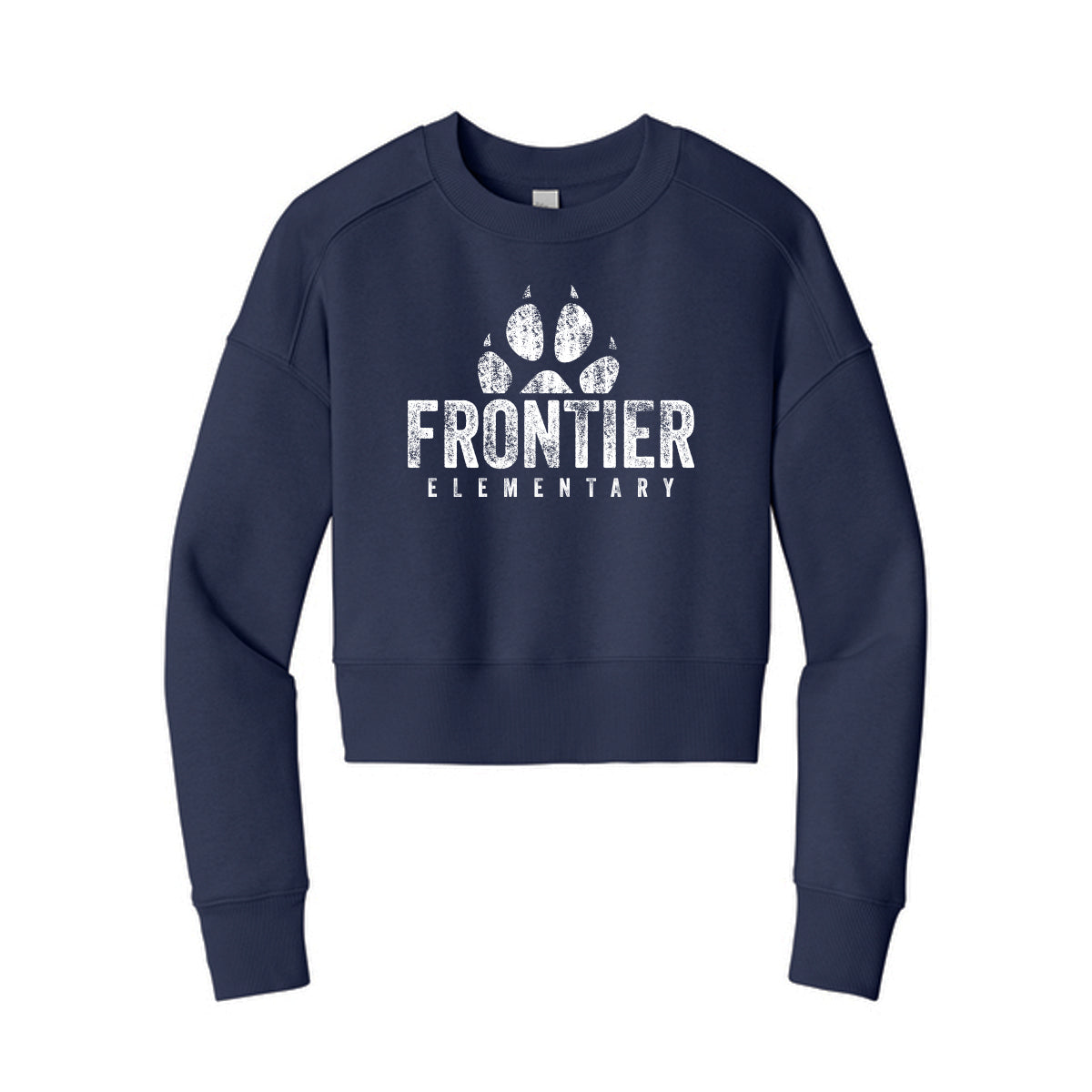 Distressed Frontier Elementary Cropped Crewneck Sweatshirt