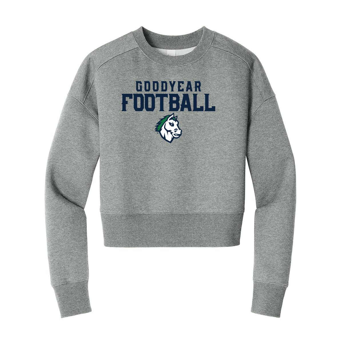 Goodyear Football Stacked Cropped Crewneck Sweatshirt