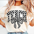 Checkered Bow Teach Unisex Tee