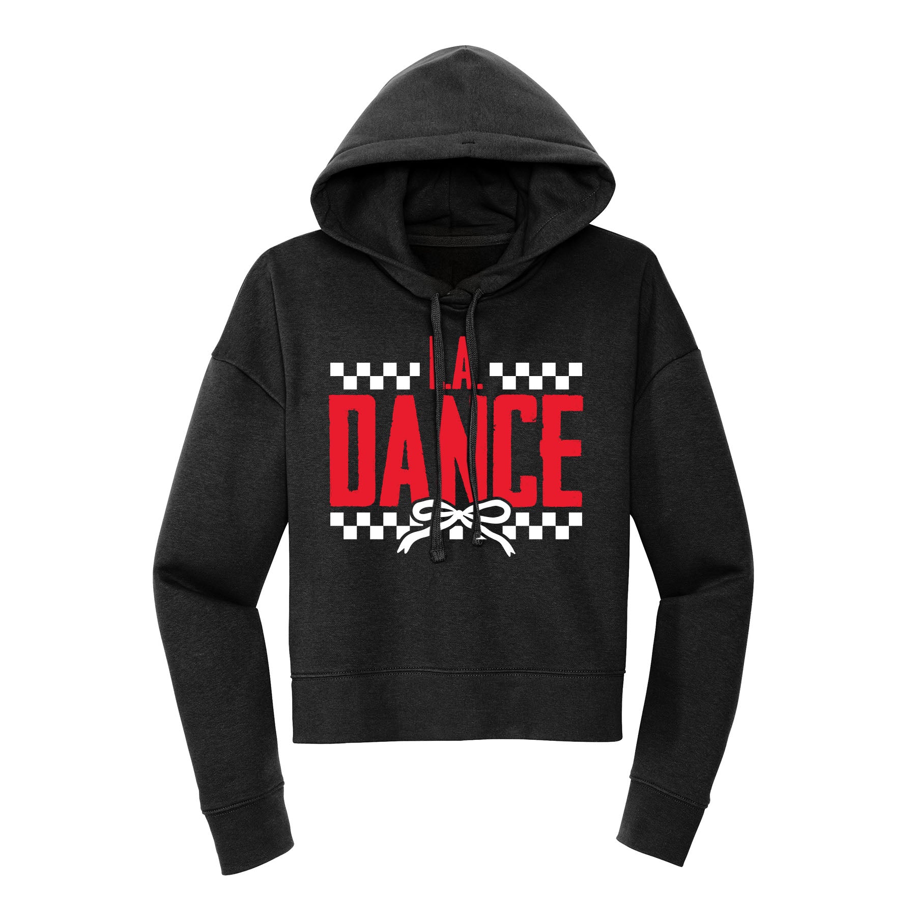 LA Dance Checkered Bow Cropped Hoodie