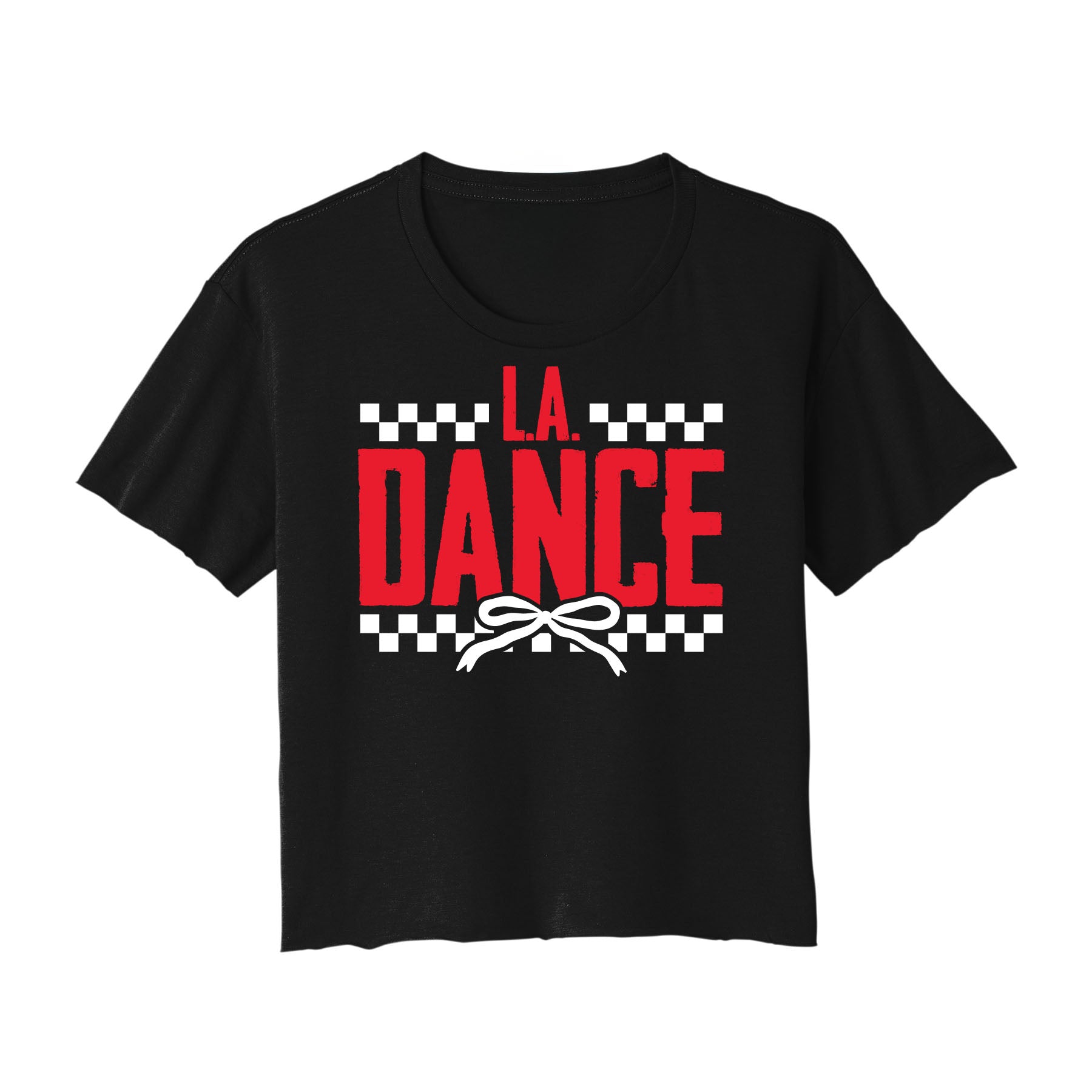 LA Dance Checkered Bow Cropped Tee
