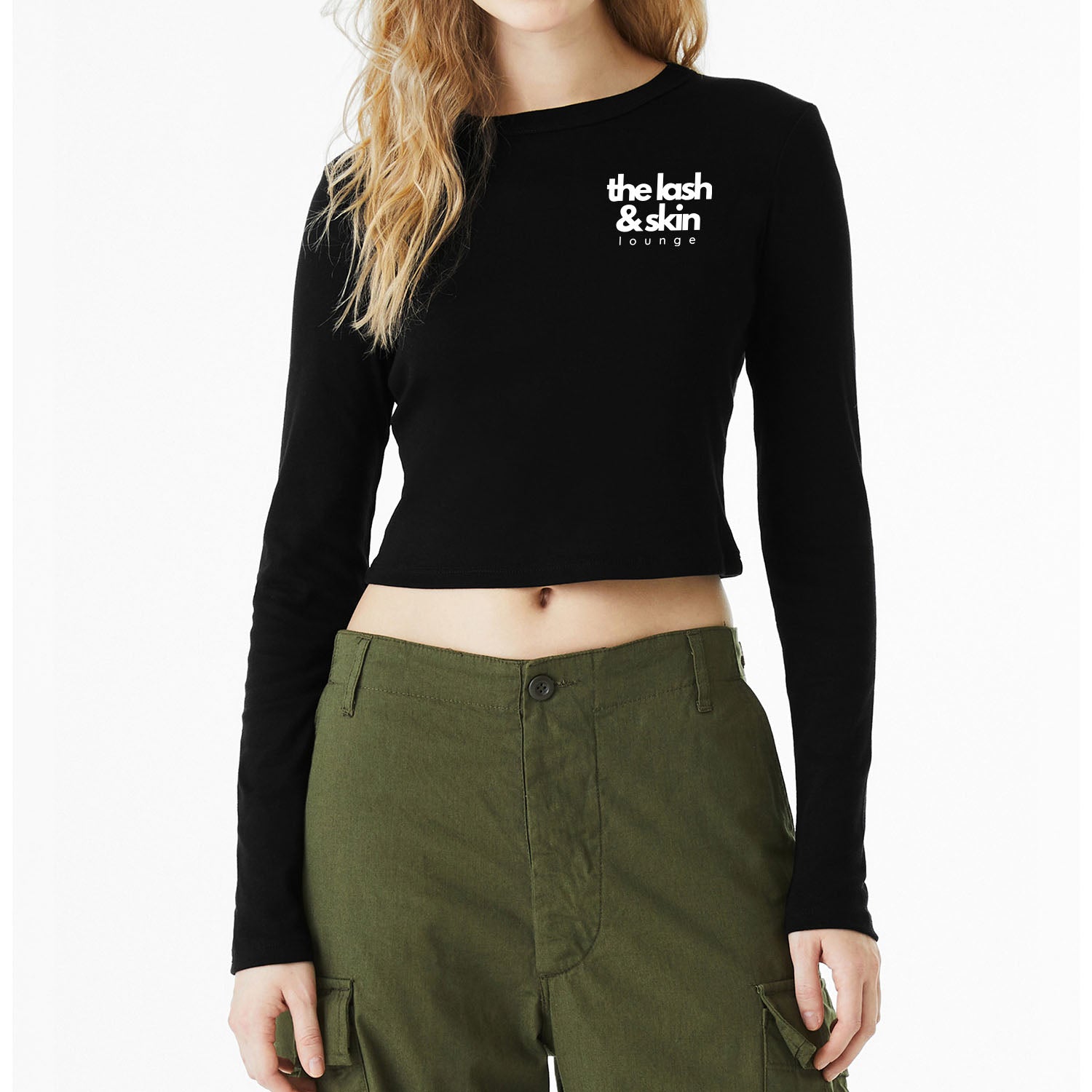 The Lash and Skin Lounge Stack Womens Cropped Long Sleeve Tee