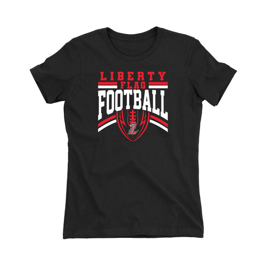 Liberty Flag Football Ball Women's Fitted Tee