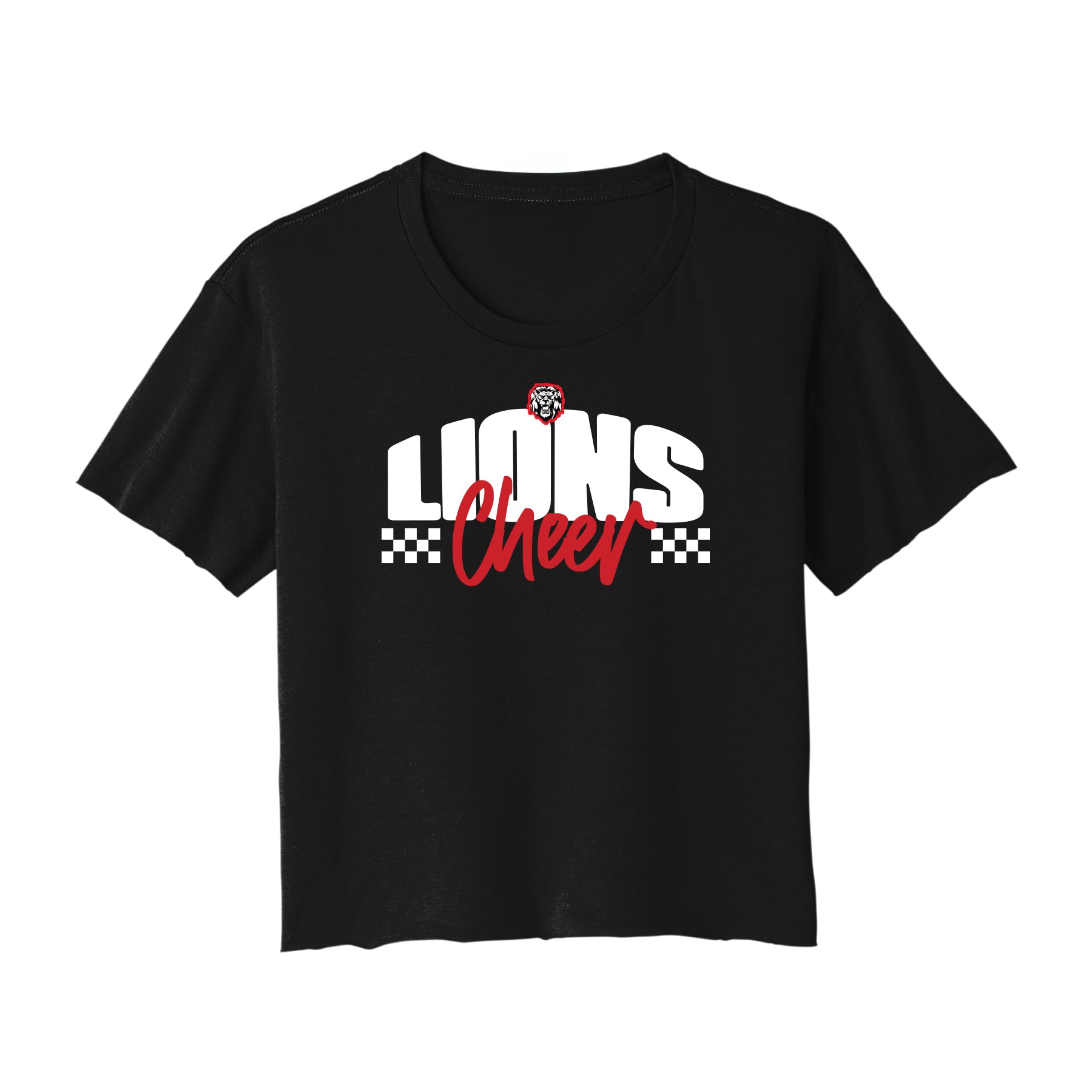 Lions Cheer Checkered Cropped Tee