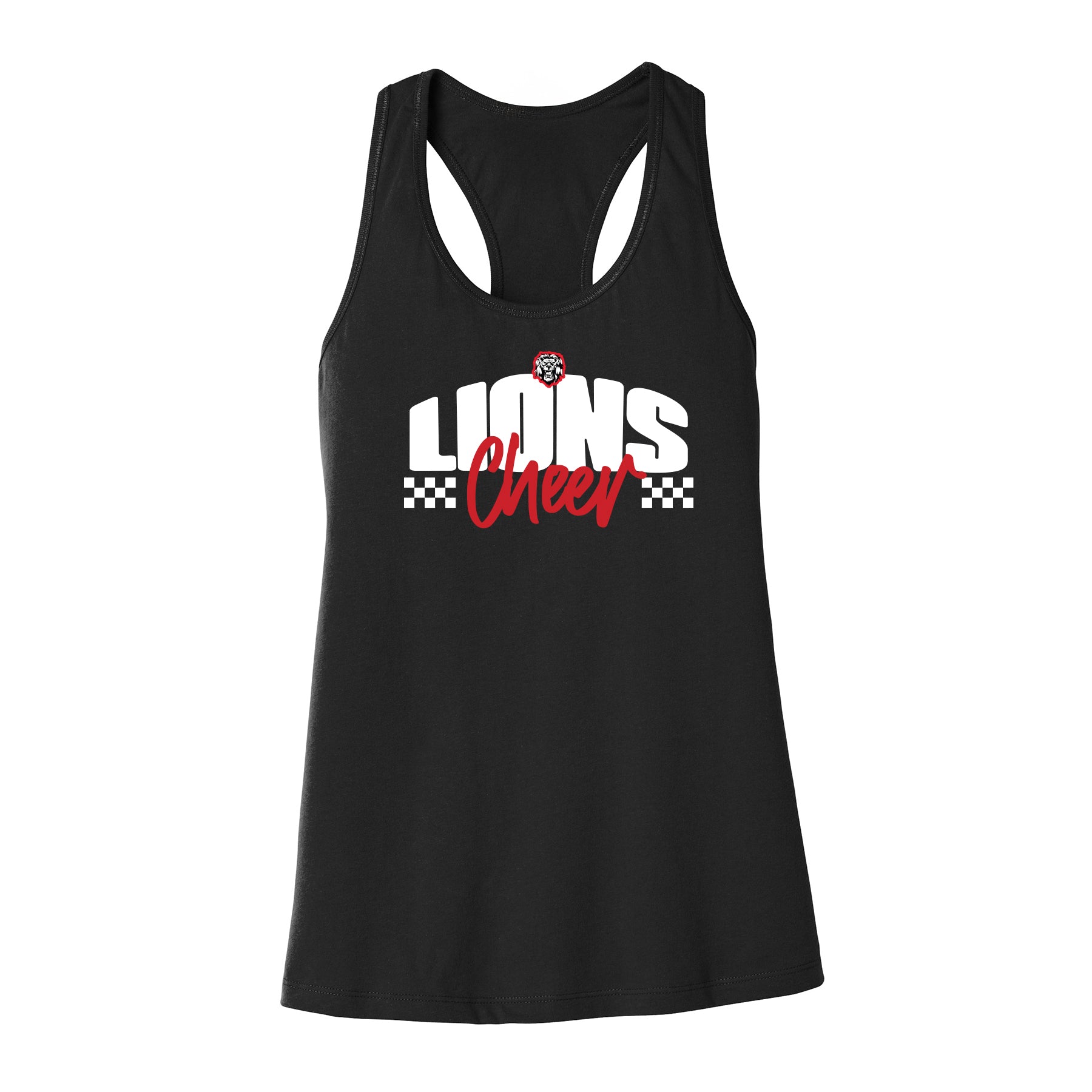 Lions Cheer Checkered Racerback Tank