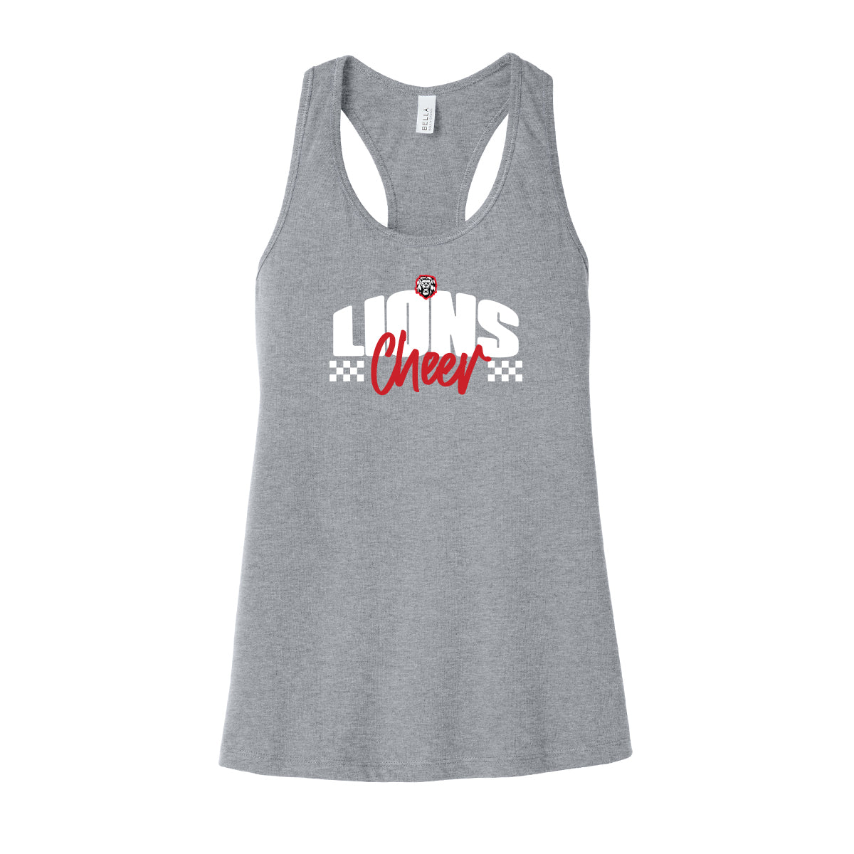 Lions Cheer Checkered Racerback Tank