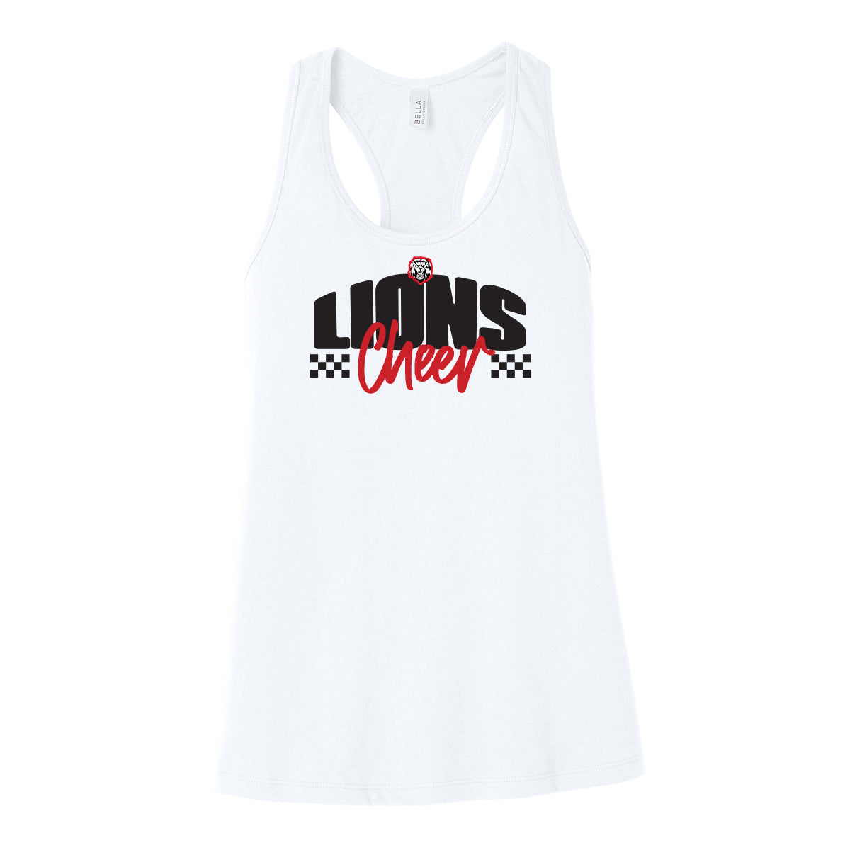 Lions Cheer Checkered Racerback Tank