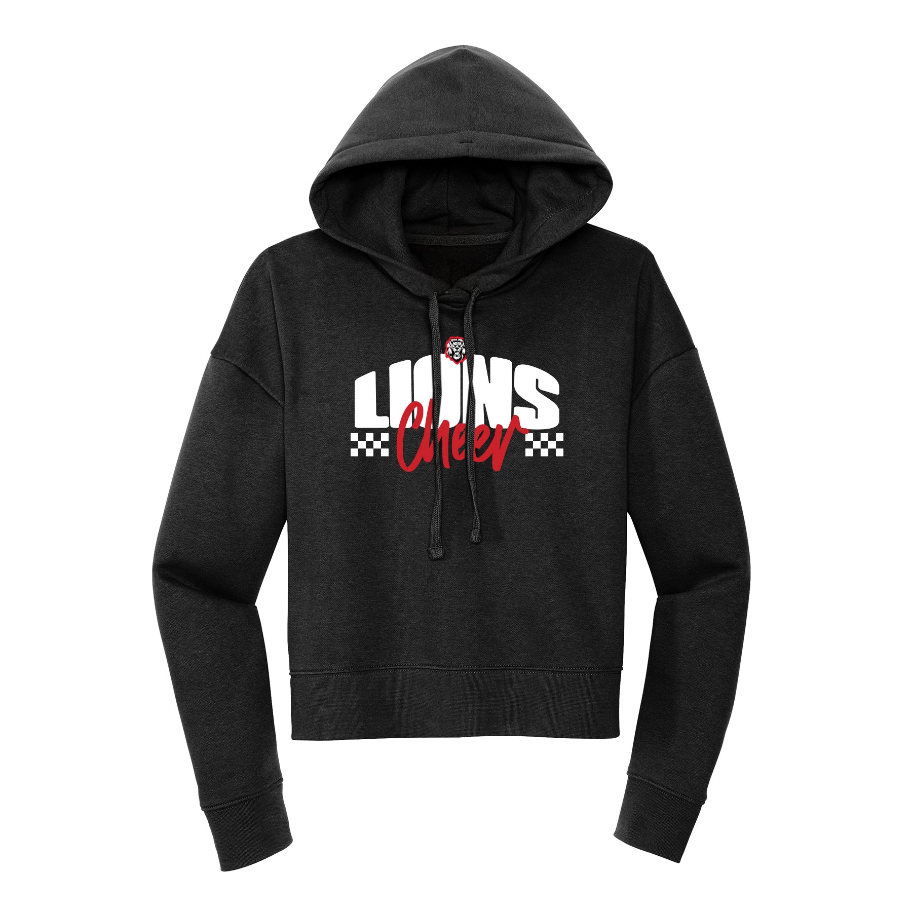 Lions Cheer Checkered Cropped Hoodie