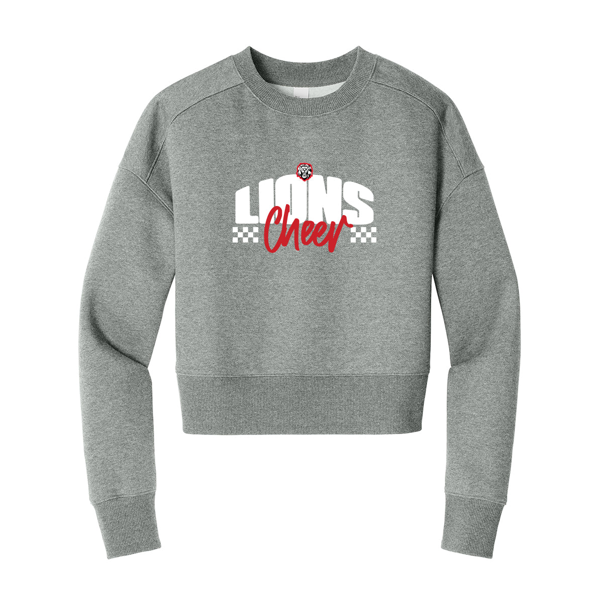 Lions Cheer Checkered Cropped Crewneck Sweatshirt
