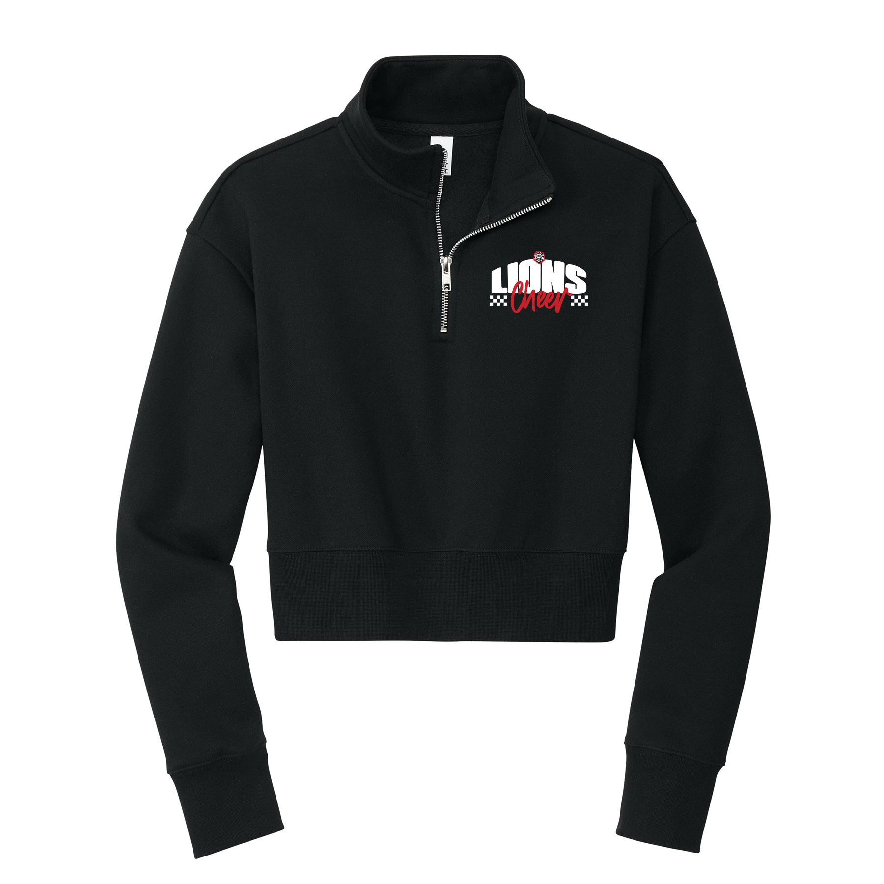 Lions Cheer Checkered Cropped 1/4 Zip Fleece