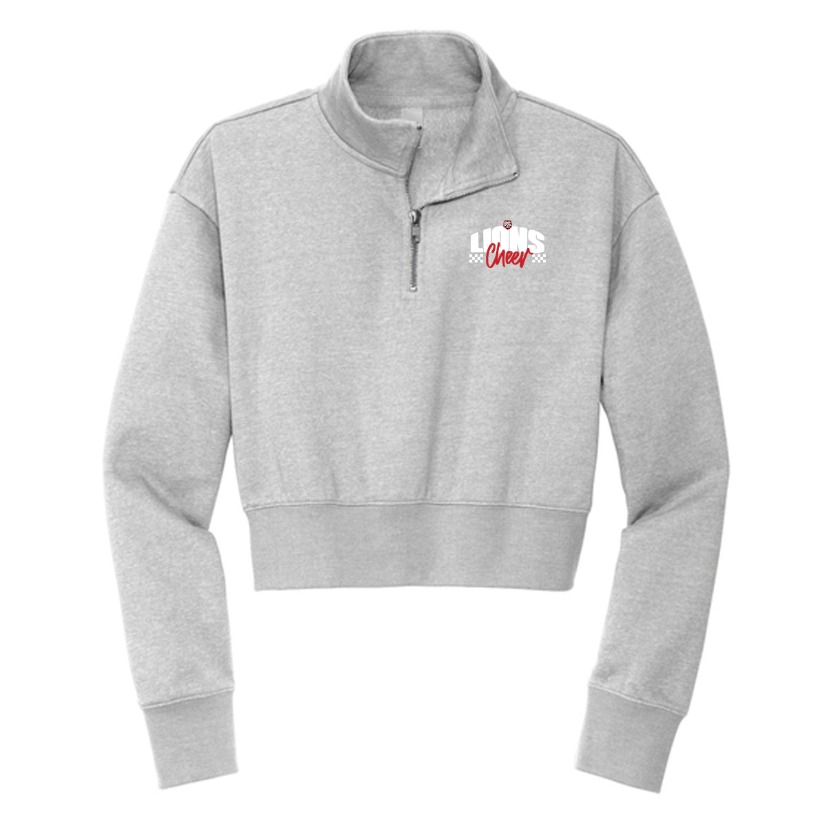 Lions Cheer Checkered Cropped 1/4 Zip Fleece