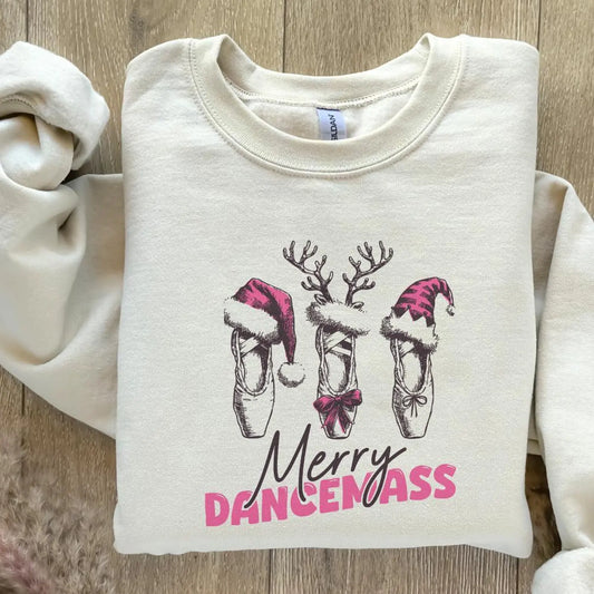 Pink Vintage Merry Dancemas Unisex Crewneck Sweatshirt
