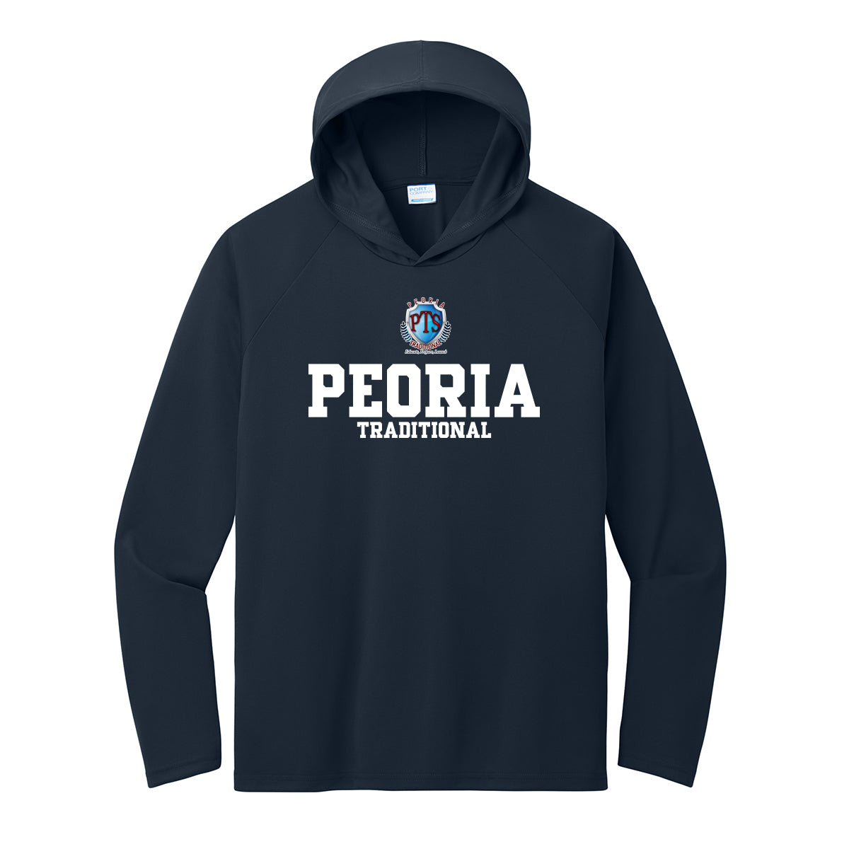 Peoria Traditional Stack Performance Hooded Long Sleeve Tee