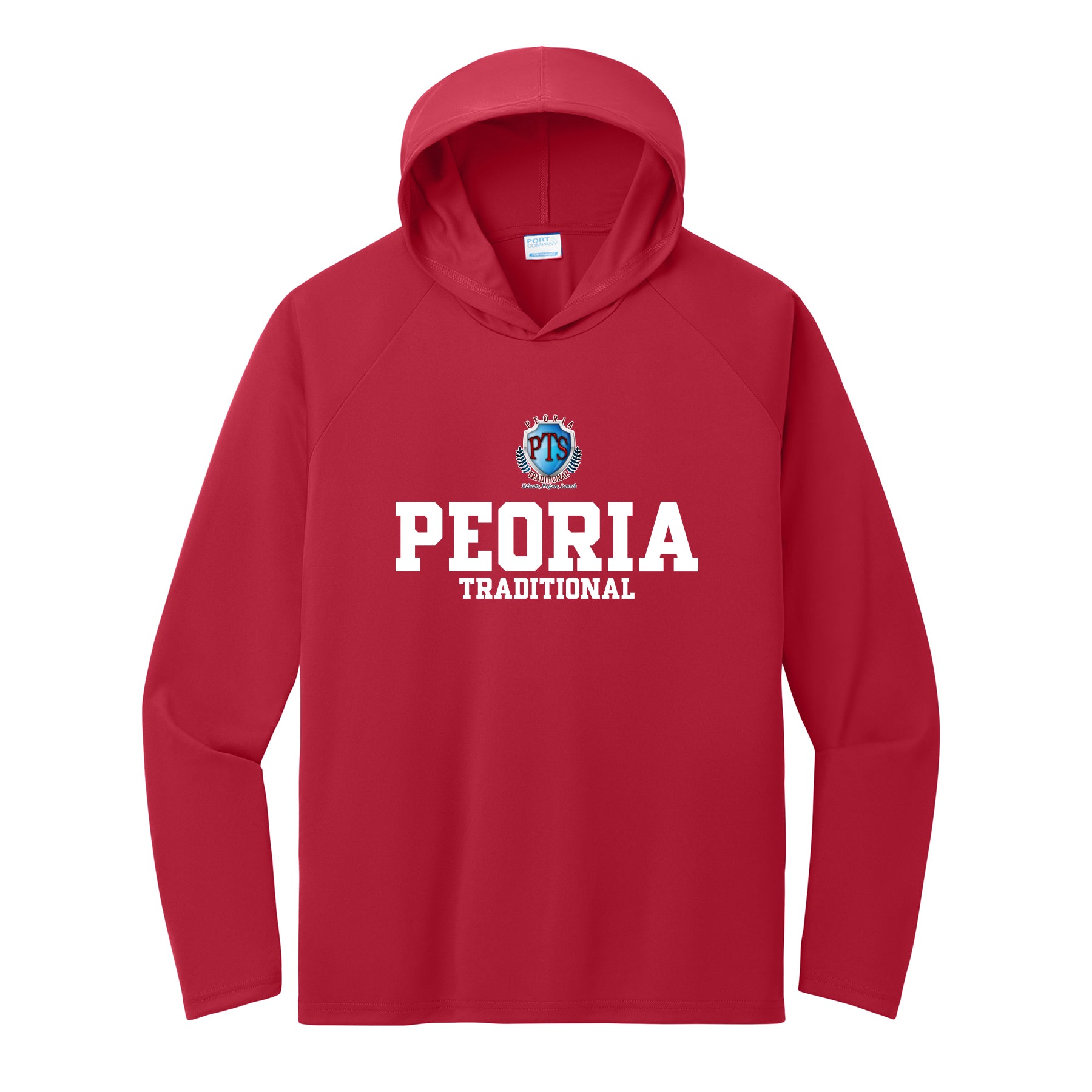 Peoria Traditional Stack Performance Hooded Long Sleeve Tee