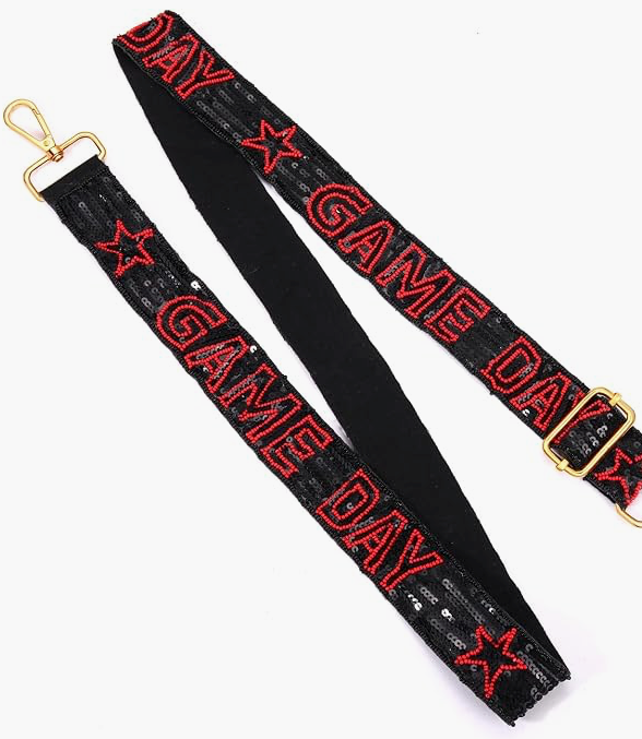 Game Day Purse Strap Black and Red