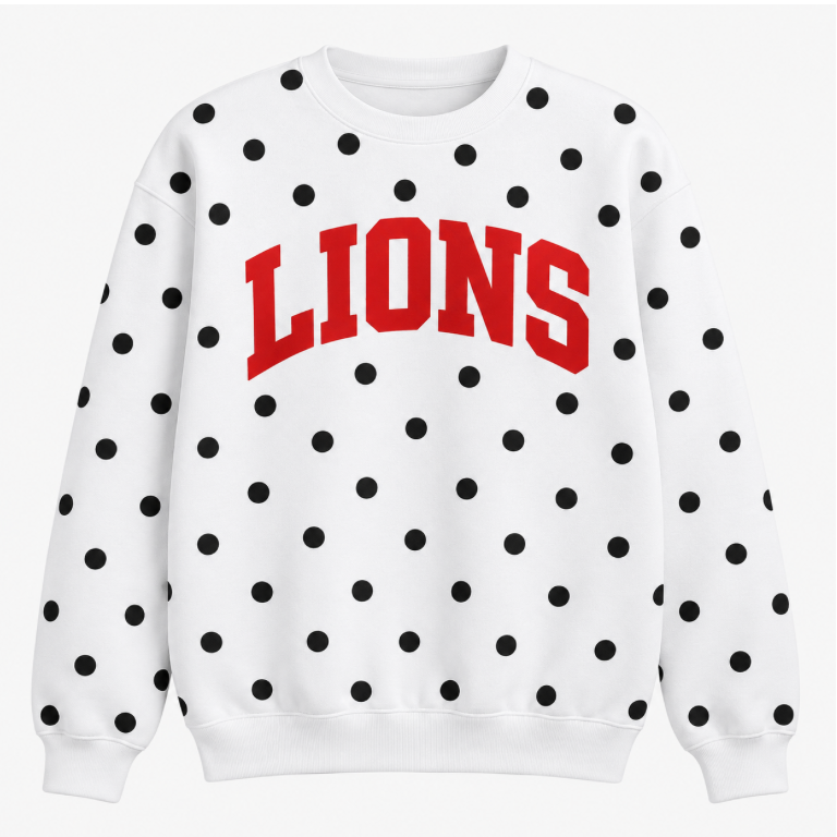 LIONS Polka Dot Black and White Crewneck Sweatshirt
