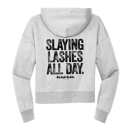 Slaying Lashes All Day Cropped Hoodie