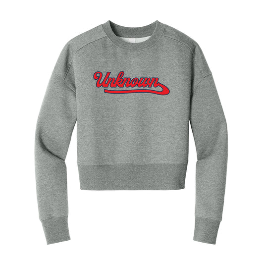 Unknown Boys Script Cropped Crewneck Sweatshirt