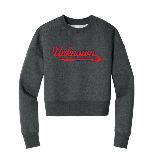 Unknown Boys Script Cropped Crewneck Sweatshirt