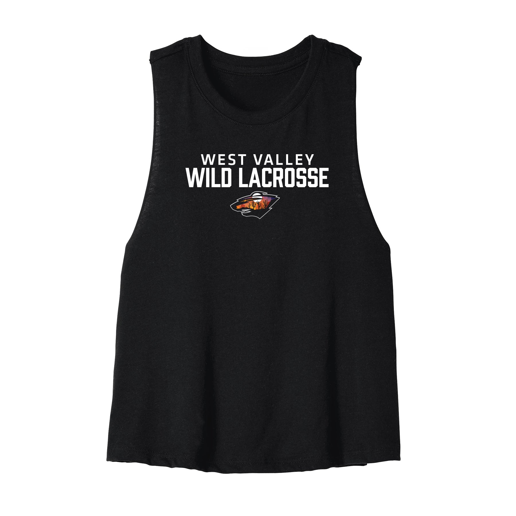 West Valley Wild Lacrosse Stacked Cropped Racerback Tank