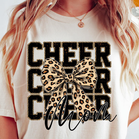 Cheer Mom Leopard Bow Unisex Tee