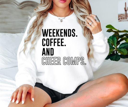 Weekends, Coffee, and Cheer Comps Unisex Crewneck Sweatshirt