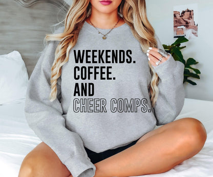 Weekends, Coffee, and Cheer Comps Unisex Crewneck Sweatshirt