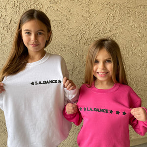 LA Dance Pink and White Crewneck Sweatshirt (Puff Print)
