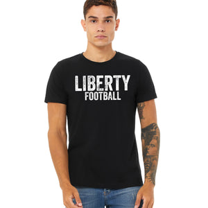 Support the Liberty Lions in this distressed logo tee. Football fan gear for the whole family. Check out Jamesleedean.com for more options for your players team.