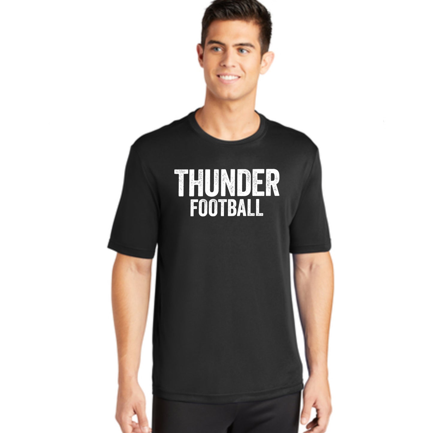 Mens Distressed Thunder Football Performance Tee