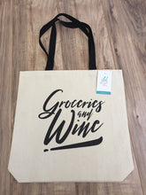 Load image into Gallery viewer, Groceries and Wine Canvas Bag