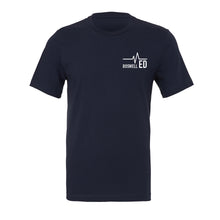 Load image into Gallery viewer, Boswell ER heartbeat flag tee on a soft navy blue unisex crewneck tee. Boswell ED Tee. Located in Arizona.  Edit alt text