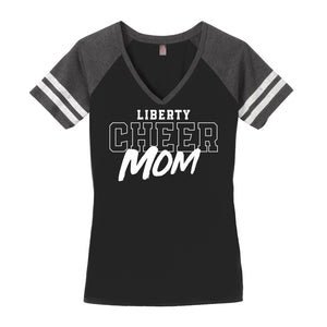 Liberty Cheer Mom Women's Game Day V Neck Tee
