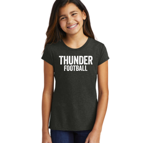 Girls Distressed Thunder Football Tee
