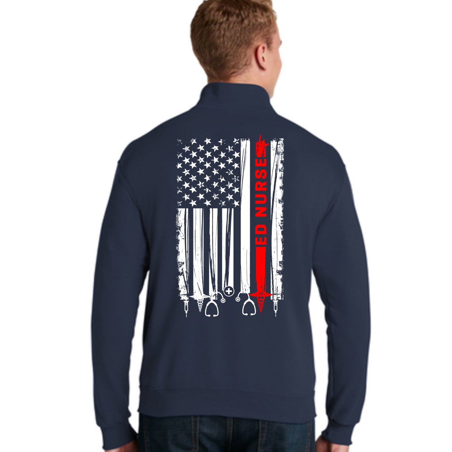 Boswell ED Nurse Flag 1/4 Zip Pullover