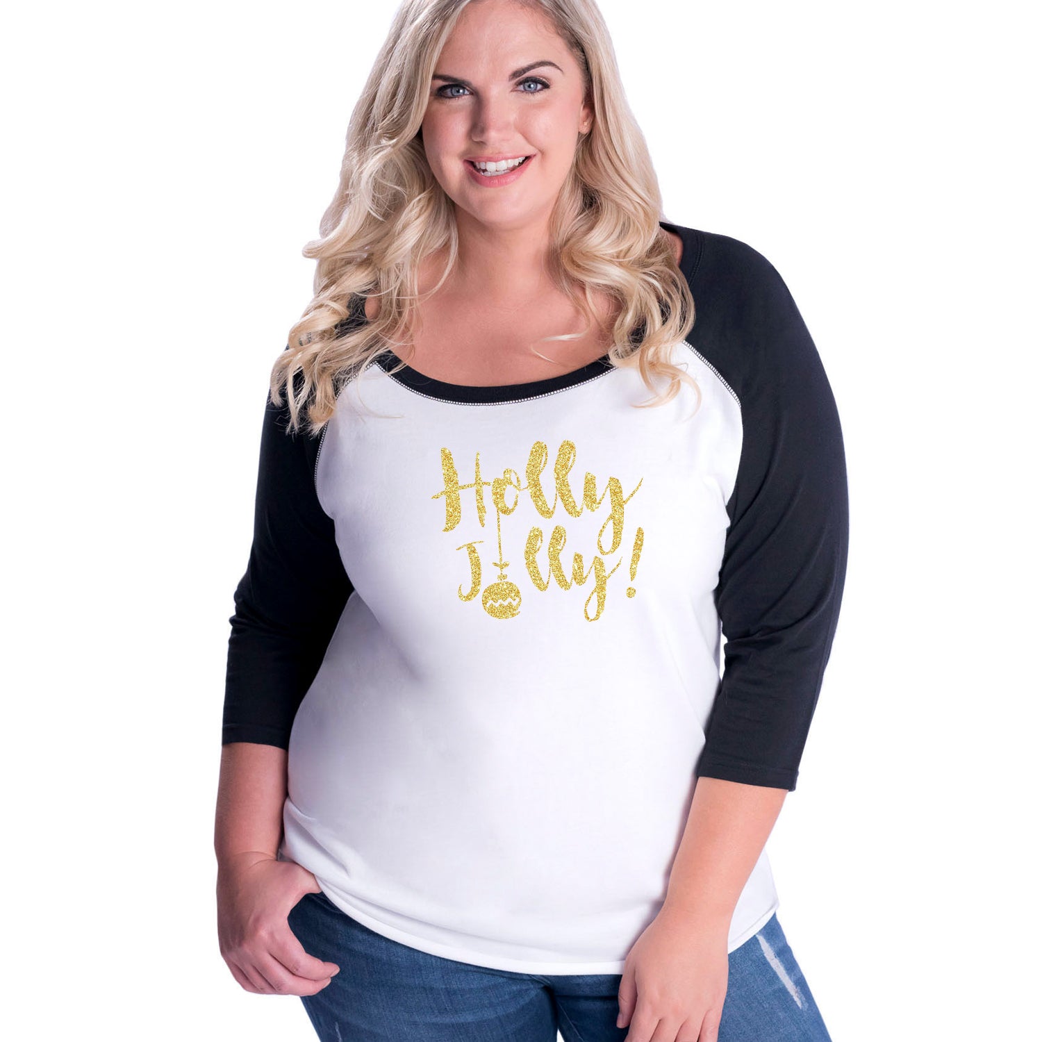 Holly Jolly Baseball Curvy Tee