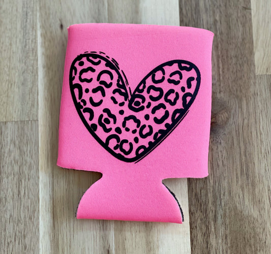 Leopard Heart Koozie