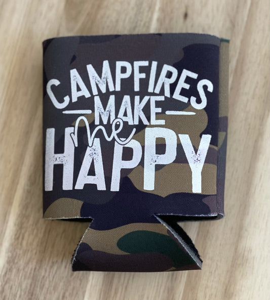 Campfires make me happy Koozie
