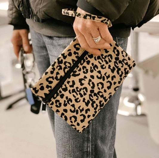 Leopard Canvas Clutch/Wristlet