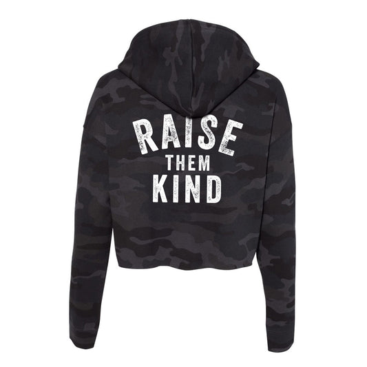 Raise Them Kind Cropped Camo Hoodie