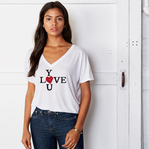 Love You Slouchy V Neck Tee