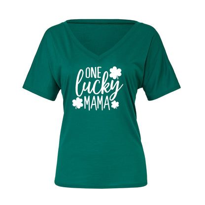 One Lucky Mama V Neck Slouchy Tee