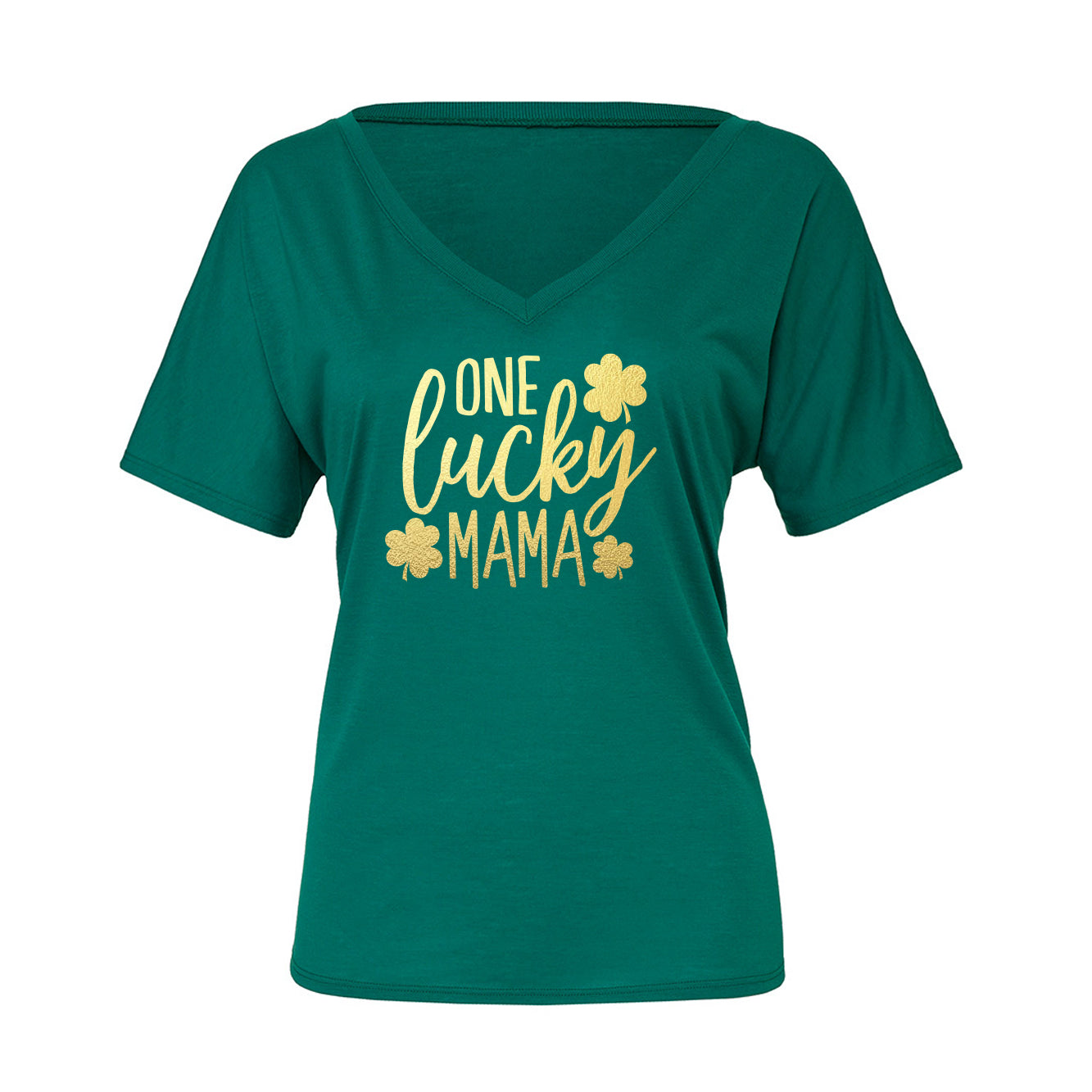 One Lucky Mama V Neck Slouchy Tee